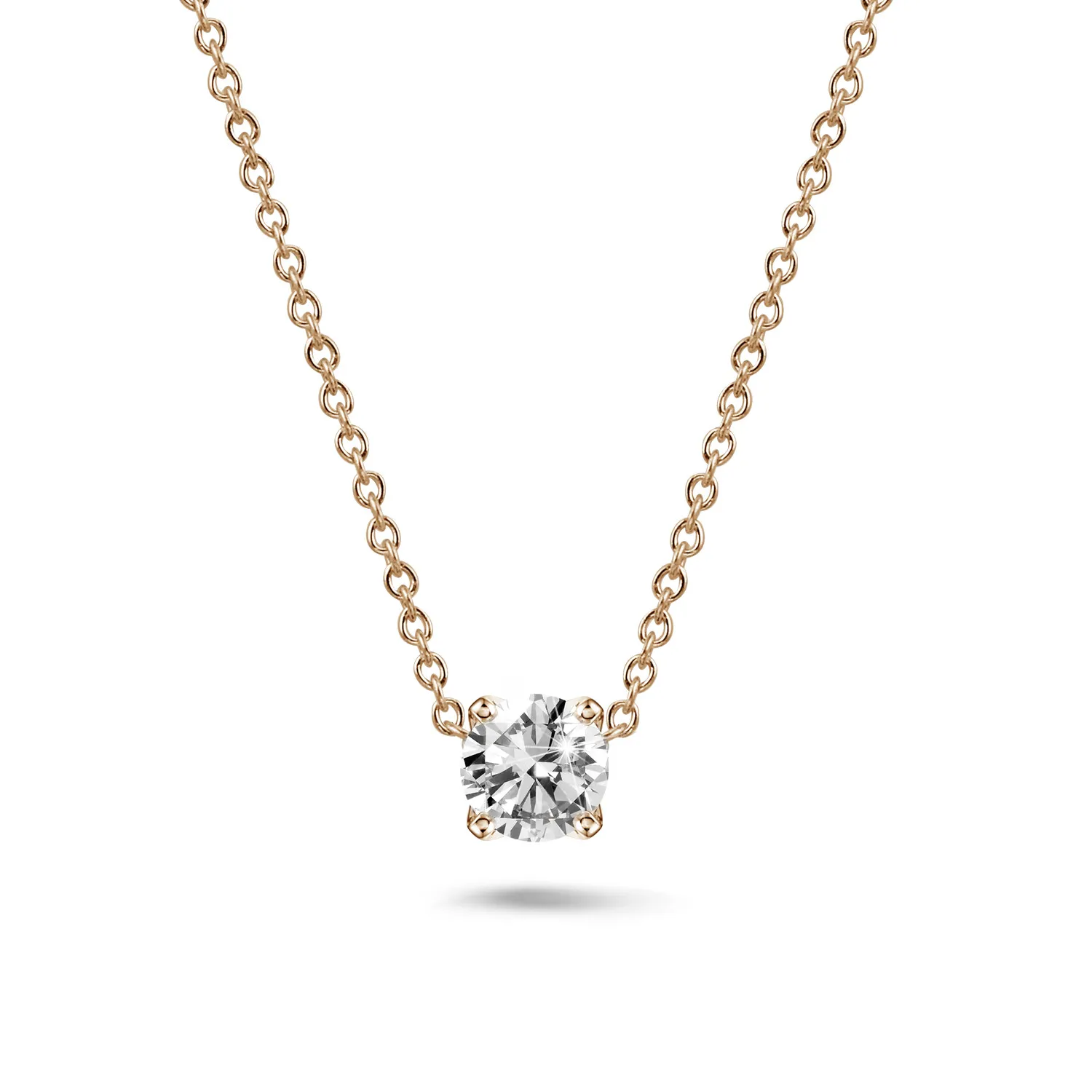0.50 quilates colgante solitario en oro rojo con diamante redondo 