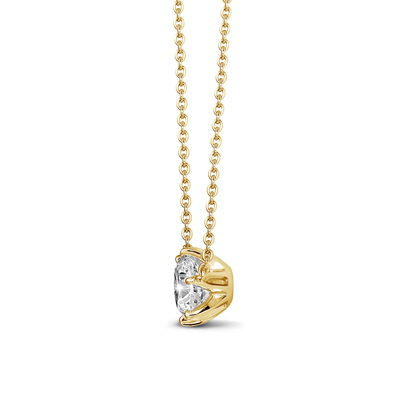 0.90 quilates colgante solitario en oro amarillo con diamante redondo 