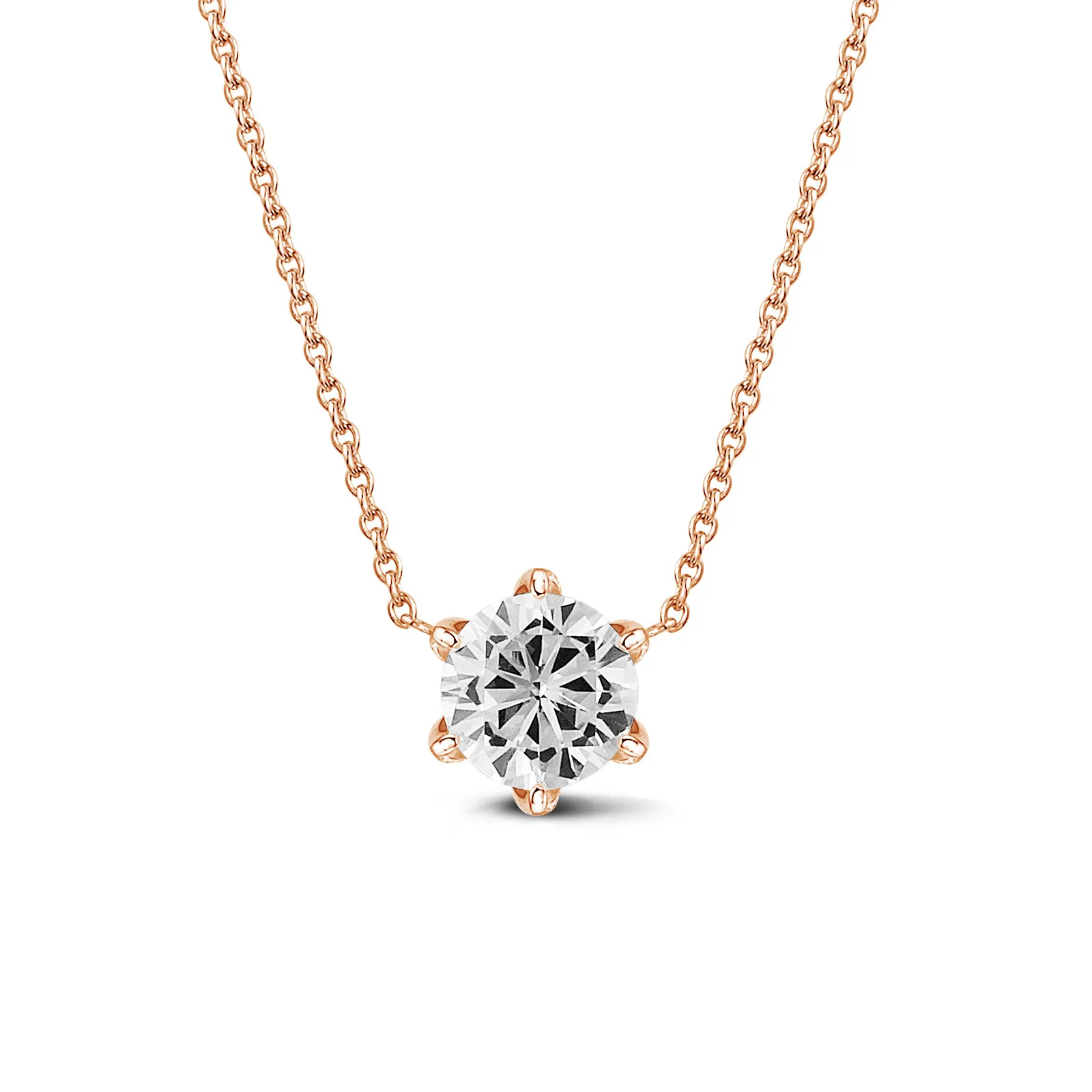 1.50 quilates colgante solitario en oro rojo con diamante redondo 