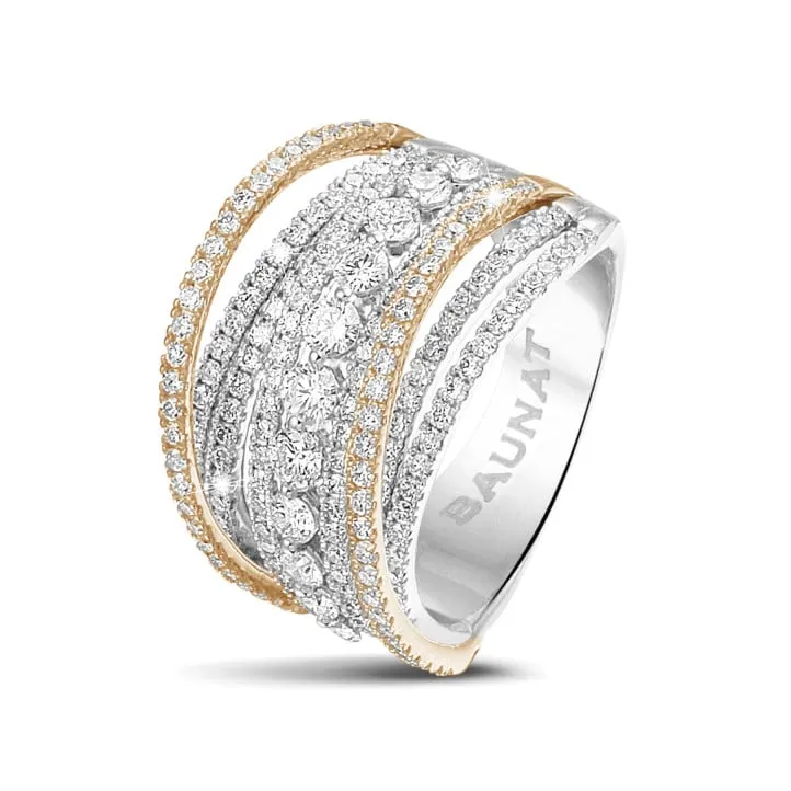 1.60 quilates anillo en oro blanco y rojo con diamantes redondos 