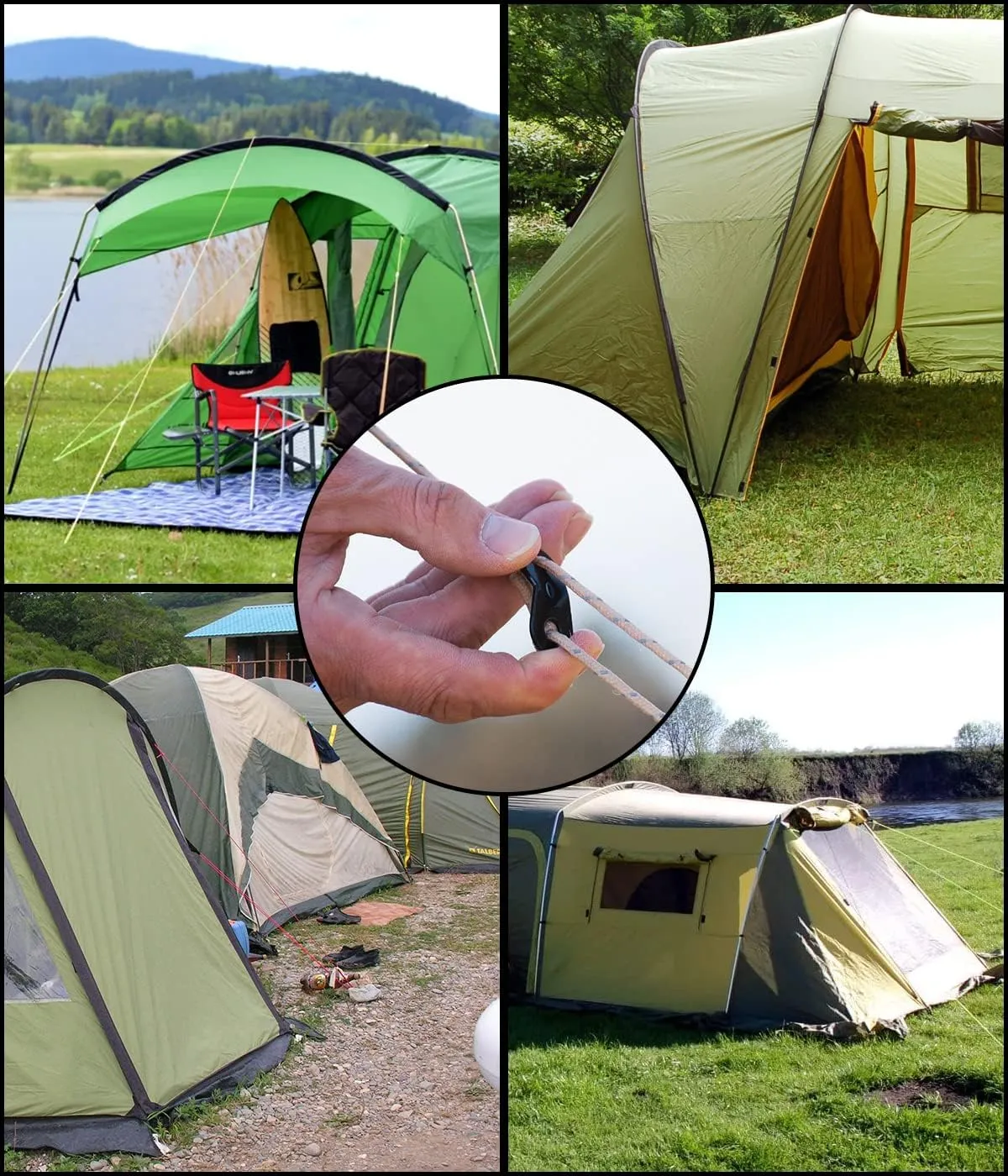 18 Piezas Tensor de Cuerda de Aleación de Aluminio Ajustador de Guying para Tienda de Camping Senderismo al Aire Libre Hebillas 