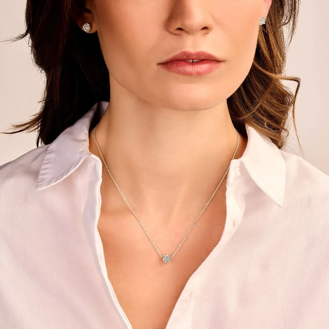 2.00 quilates colgante solitario en oro blanco con diamante redondo 