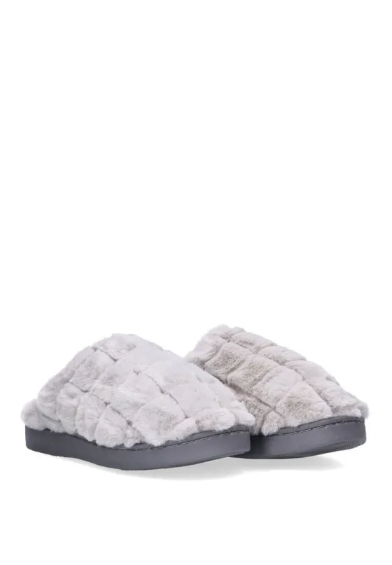 2Z 3113 Gris ZAPATILLA CASA CUADROS Suela plana