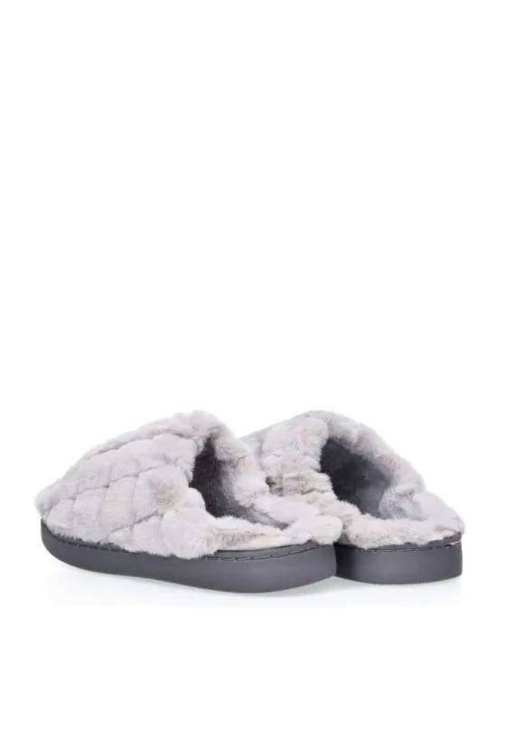 2Z 3113 Gris ZAPATILLA CASA CUADROS Suela plana
