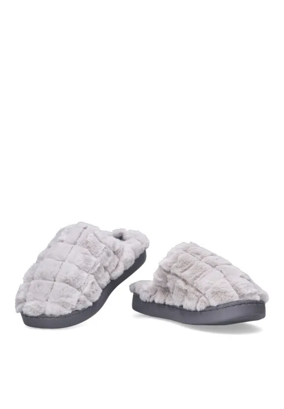 2Z 3113 Gris ZAPATILLA CASA CUADROS Suela plana
