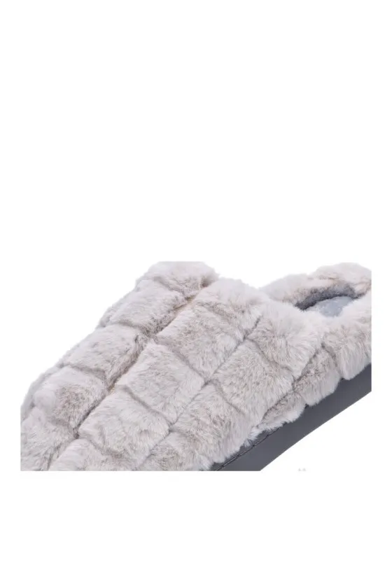 2Z 3113 Gris ZAPATILLA CASA CUADROS Suela plana