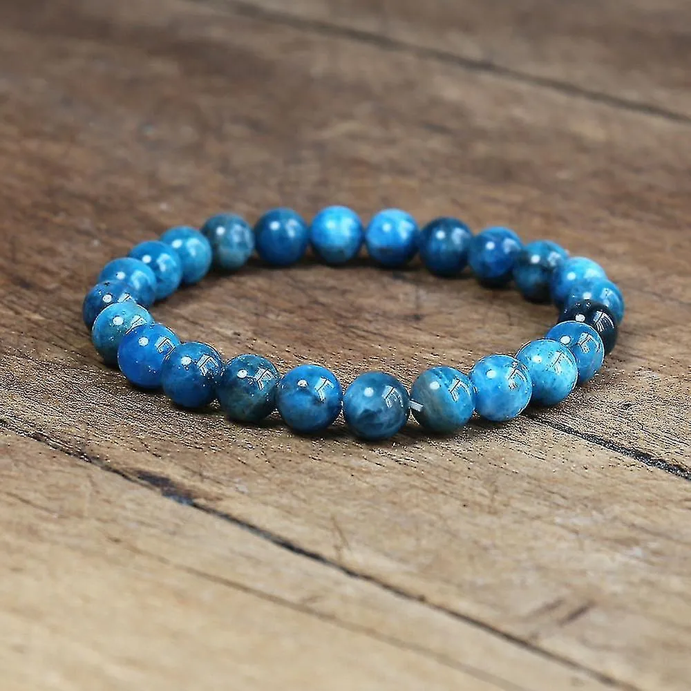 8mm Pulsera de apatita de piedra natural Joyería hecha a mano Hebra de encanto Pulsera de yoga Pulsera de energía curativa Mujer