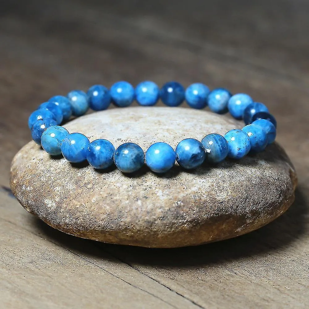8mm Pulsera de apatita de piedra natural Joyería hecha a mano Hebra de encanto Pulsera de yoga Pulsera de energía curativa Mujer