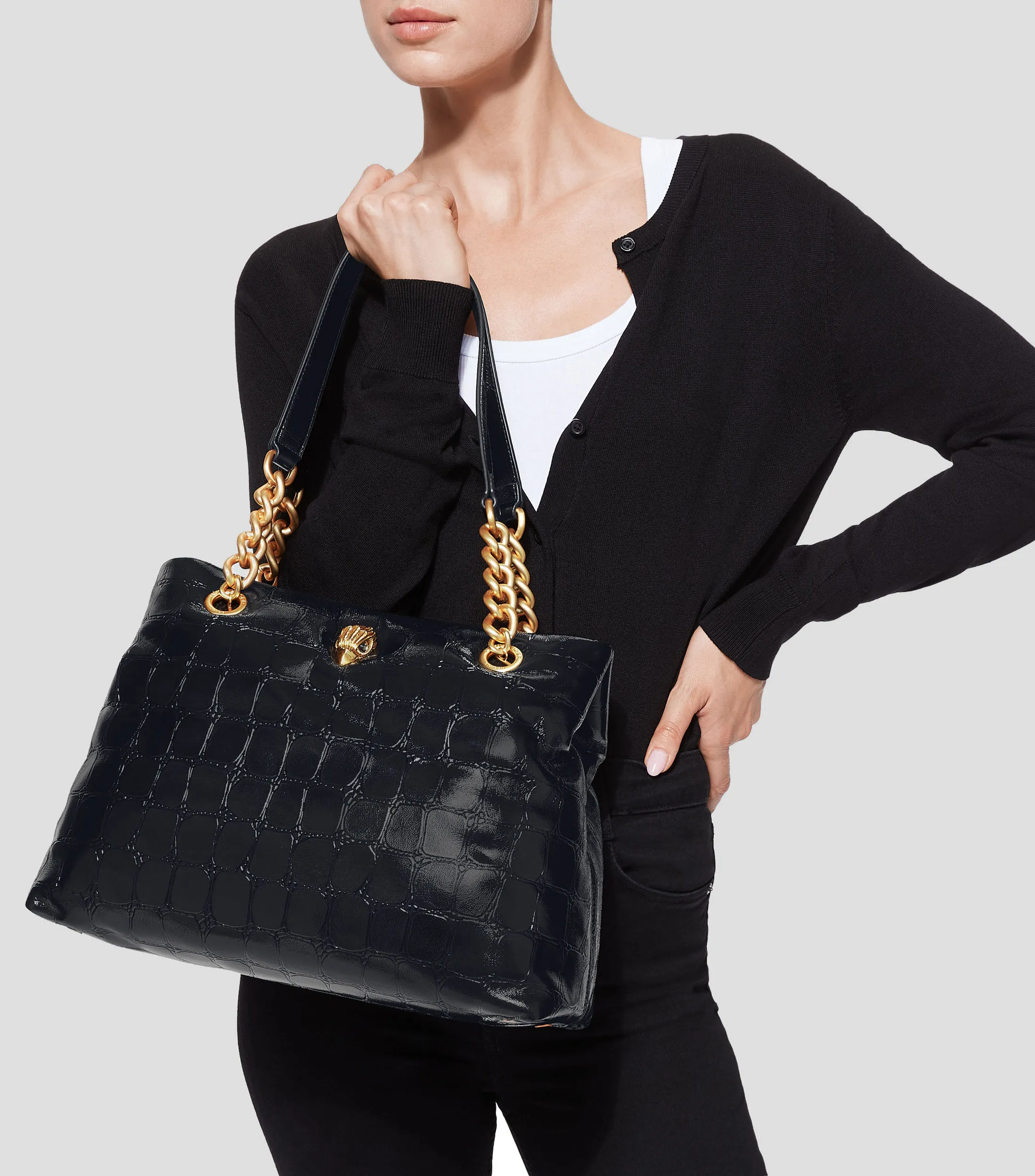 9355_Kurt Geiger Bolsa Tote en piel vacuna Kensington con águila Mujer