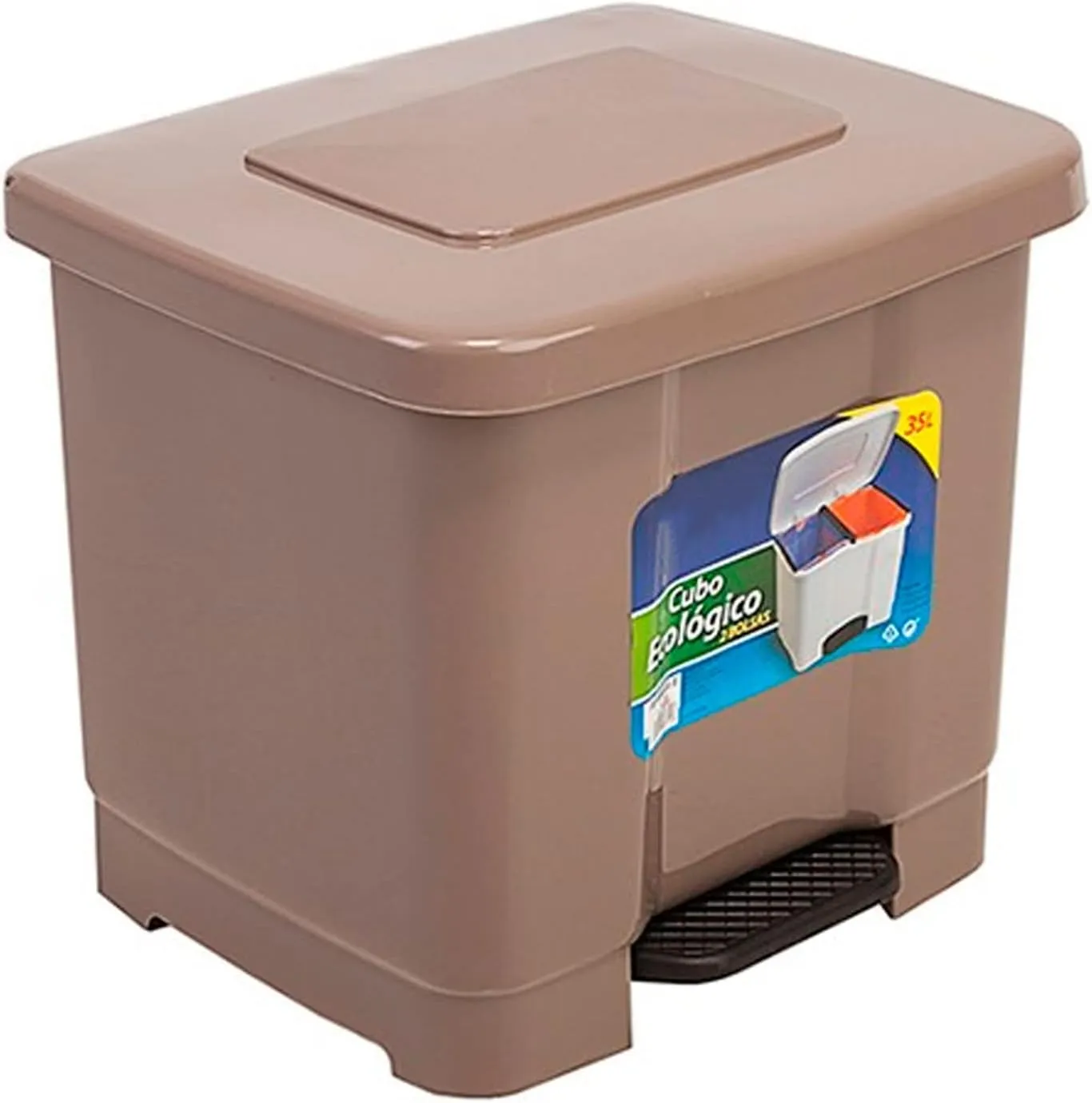 ACAN TRADINEUR  CUBO DE BASURA DE PLáSTICO CON PEDAL  CONTENEDOR DE RESIDUOS  PAPELERA CON SEPARADOR PARA COLOCAR DOS BOLSAS  C