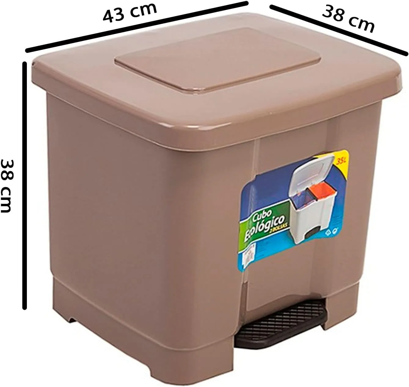 ACAN TRADINEUR  CUBO DE BASURA DE PLáSTICO CON PEDAL  CONTENEDOR DE RESIDUOS  PAPELERA CON SEPARADOR PARA COLOCAR DOS BOLSAS  C