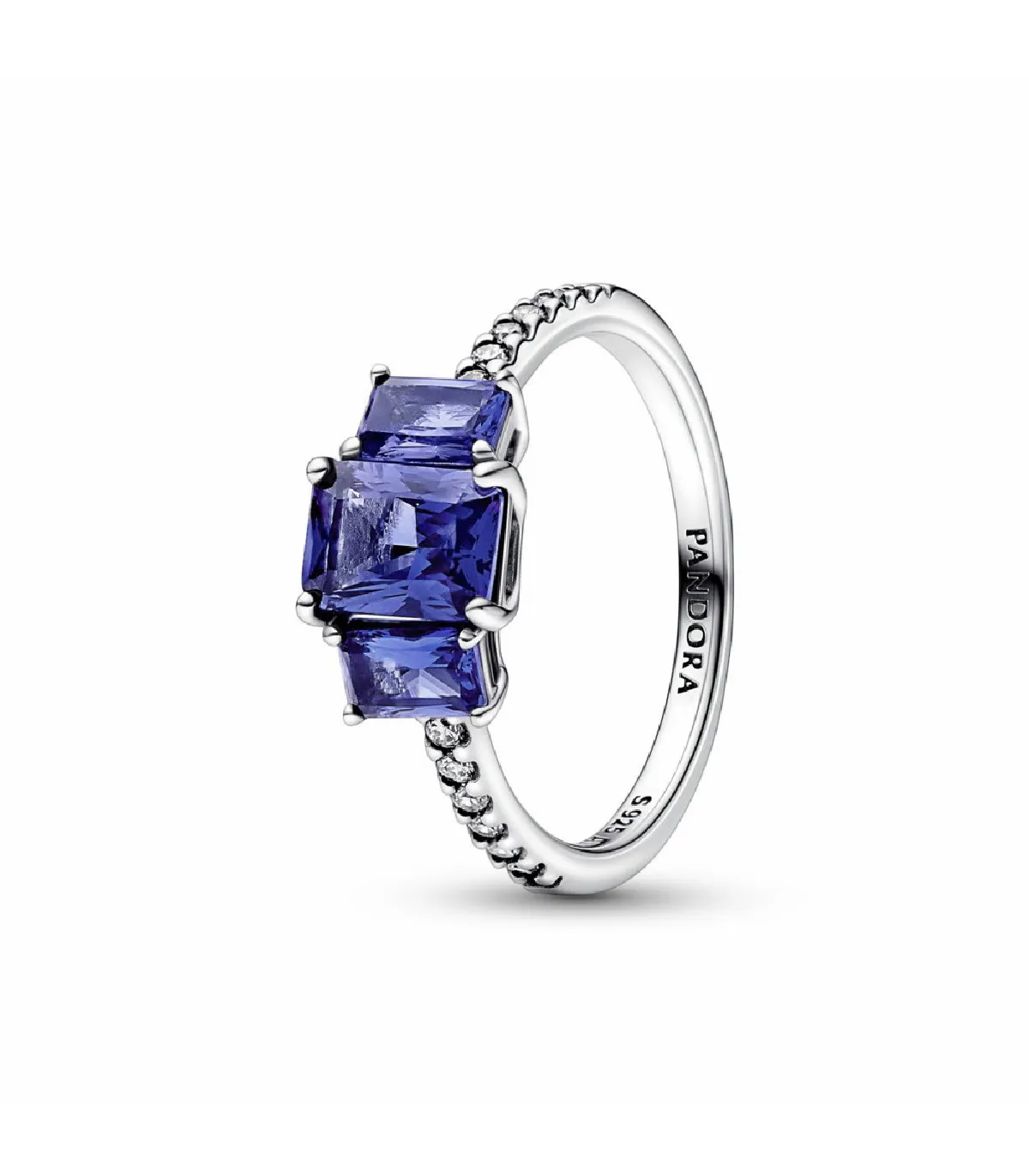 ANILLO PANDORA BRILLANTE TRES GEMAS AZULES RECTANGULARES  192389C01