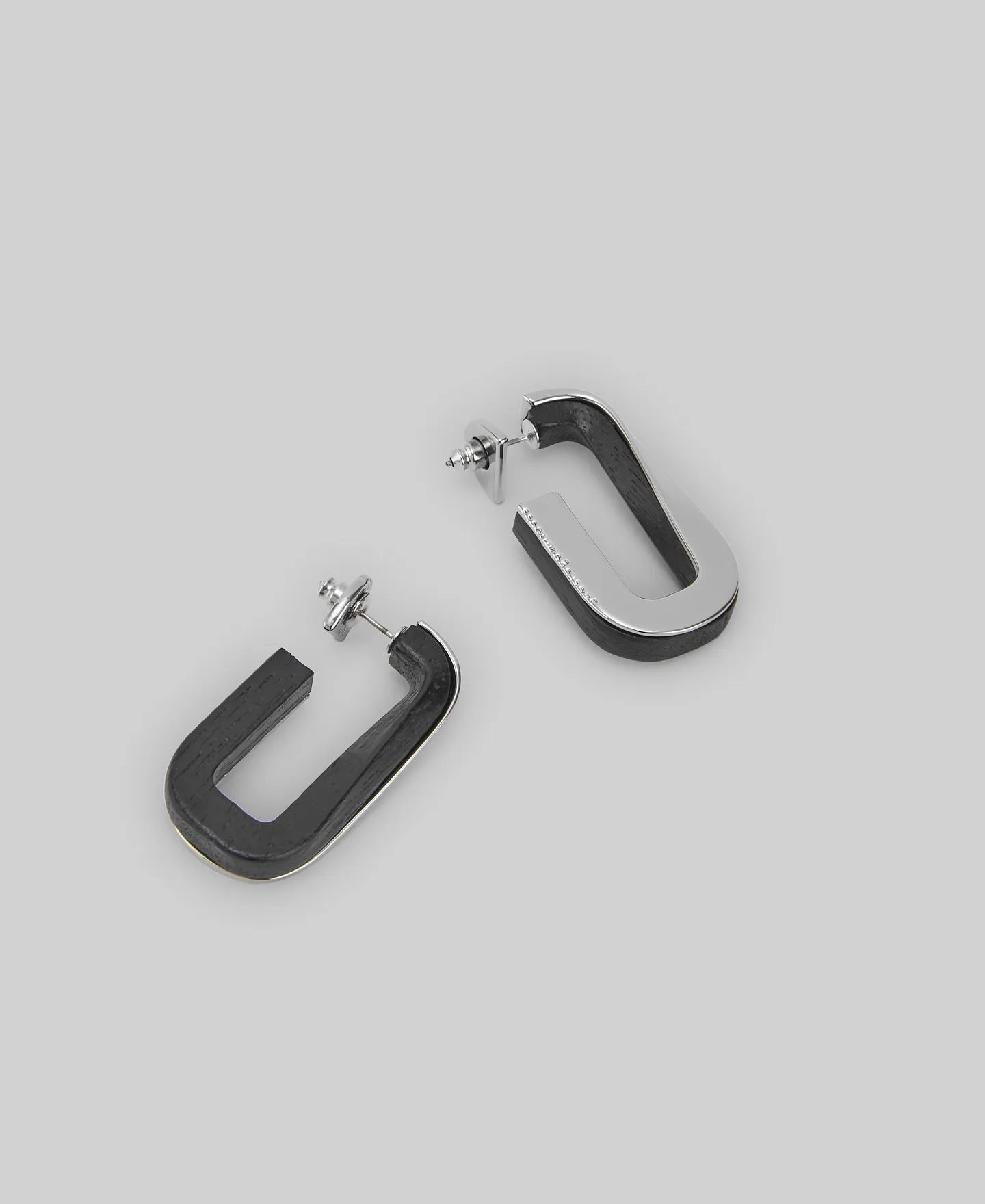Aros rectangulares madera y metal mujer
