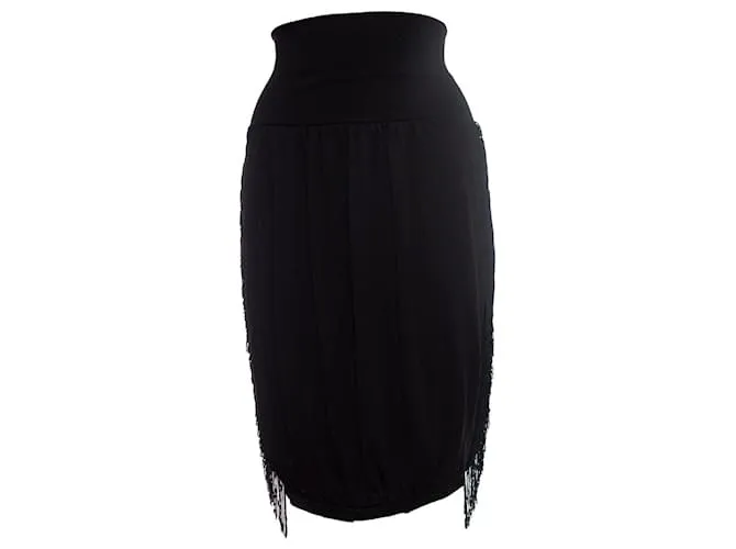 Autre Marque hermanas pablo y joe, Falda midi negra con flecos Negro 