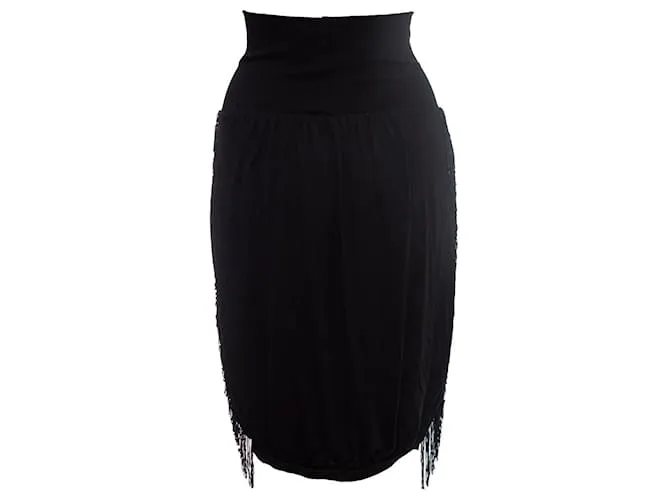 Autre Marque hermanas pablo y joe, Falda midi negra con flecos Negro 