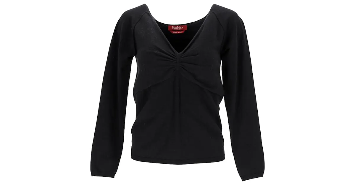 Autre Marque Top de manga larga con cuello en V Max Mara Studio en viscosa negra Negro 