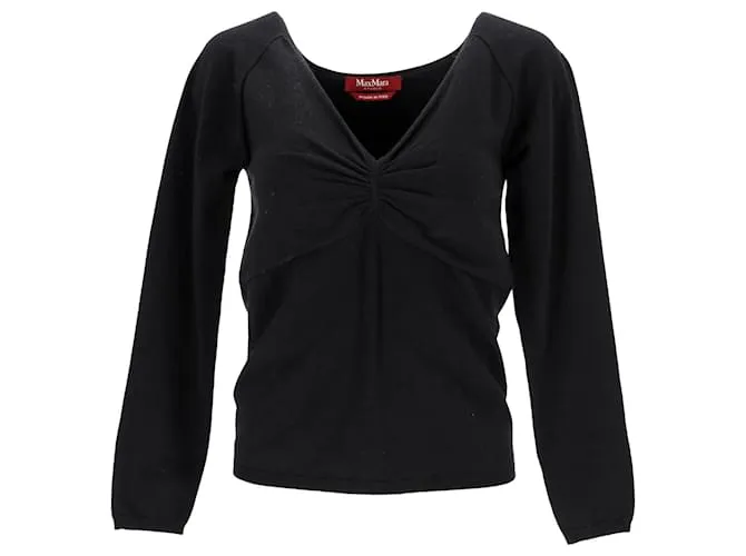 Autre Marque Top de manga larga con cuello en V Max Mara Studio en viscosa negra Negro 