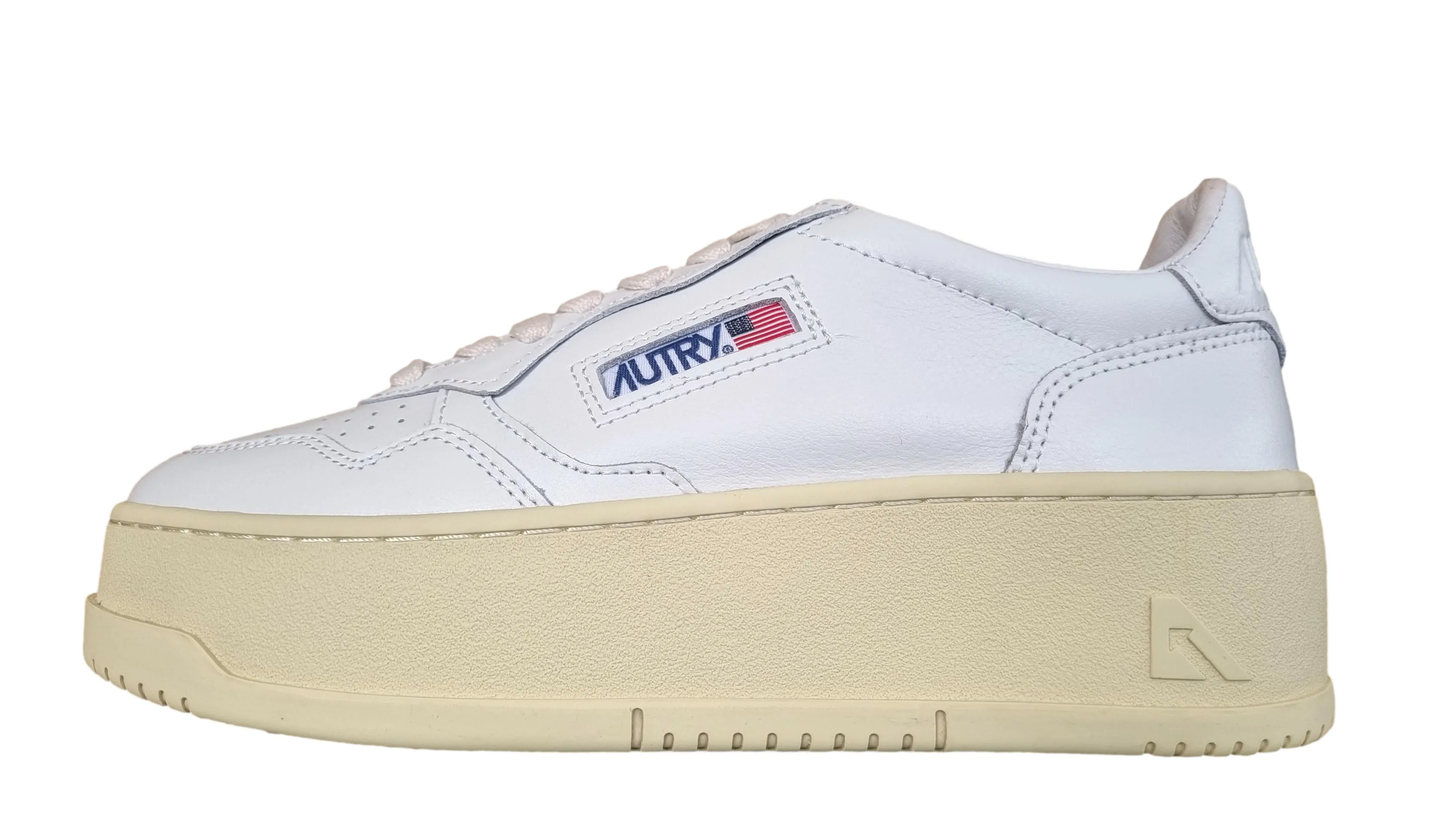 AUTRY zapatillas de cuero para mujer suela de plataforma PTLW LL15 blanco