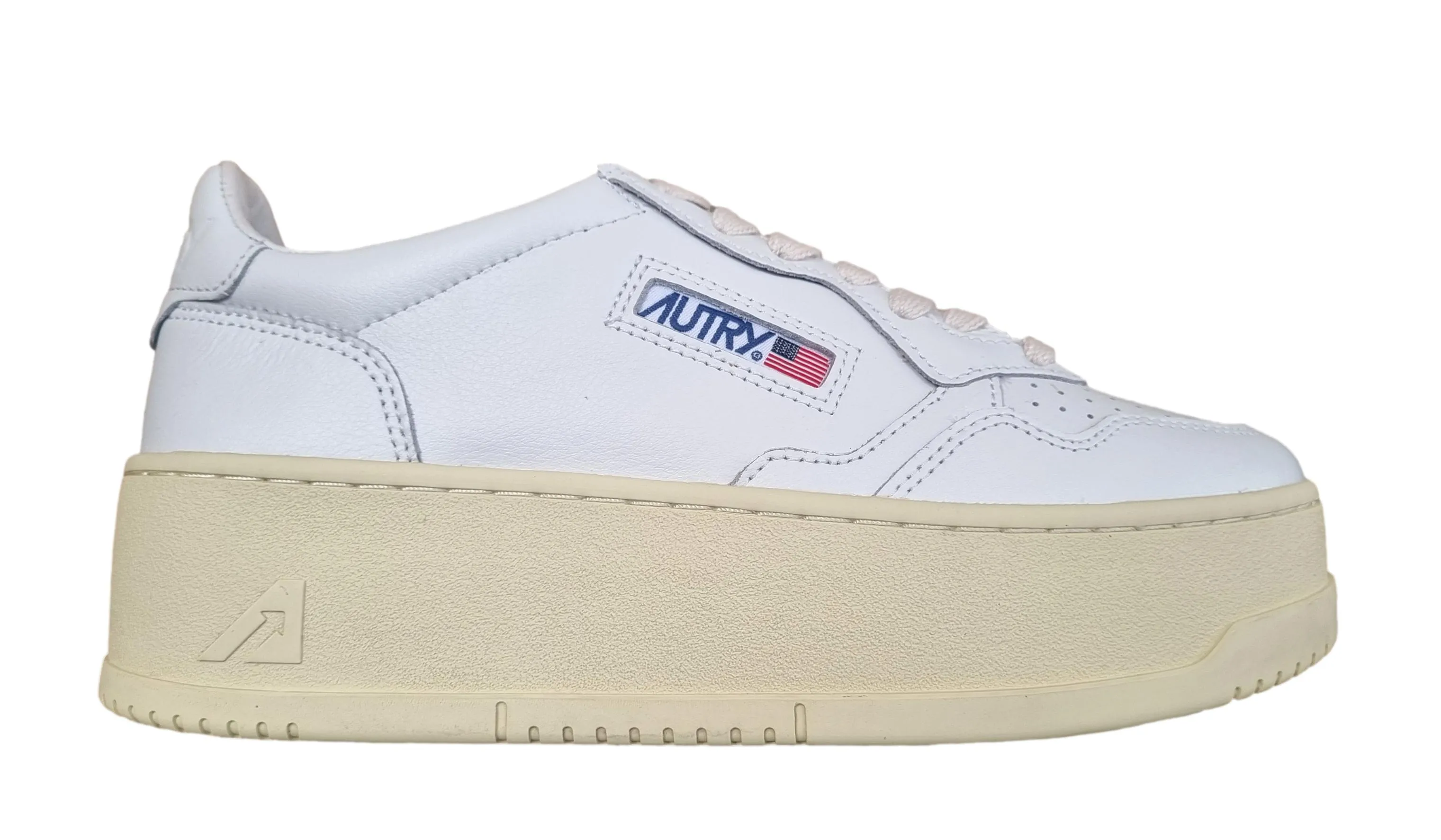AUTRY zapatillas de cuero para mujer suela de plataforma PTLW LL15 blanco