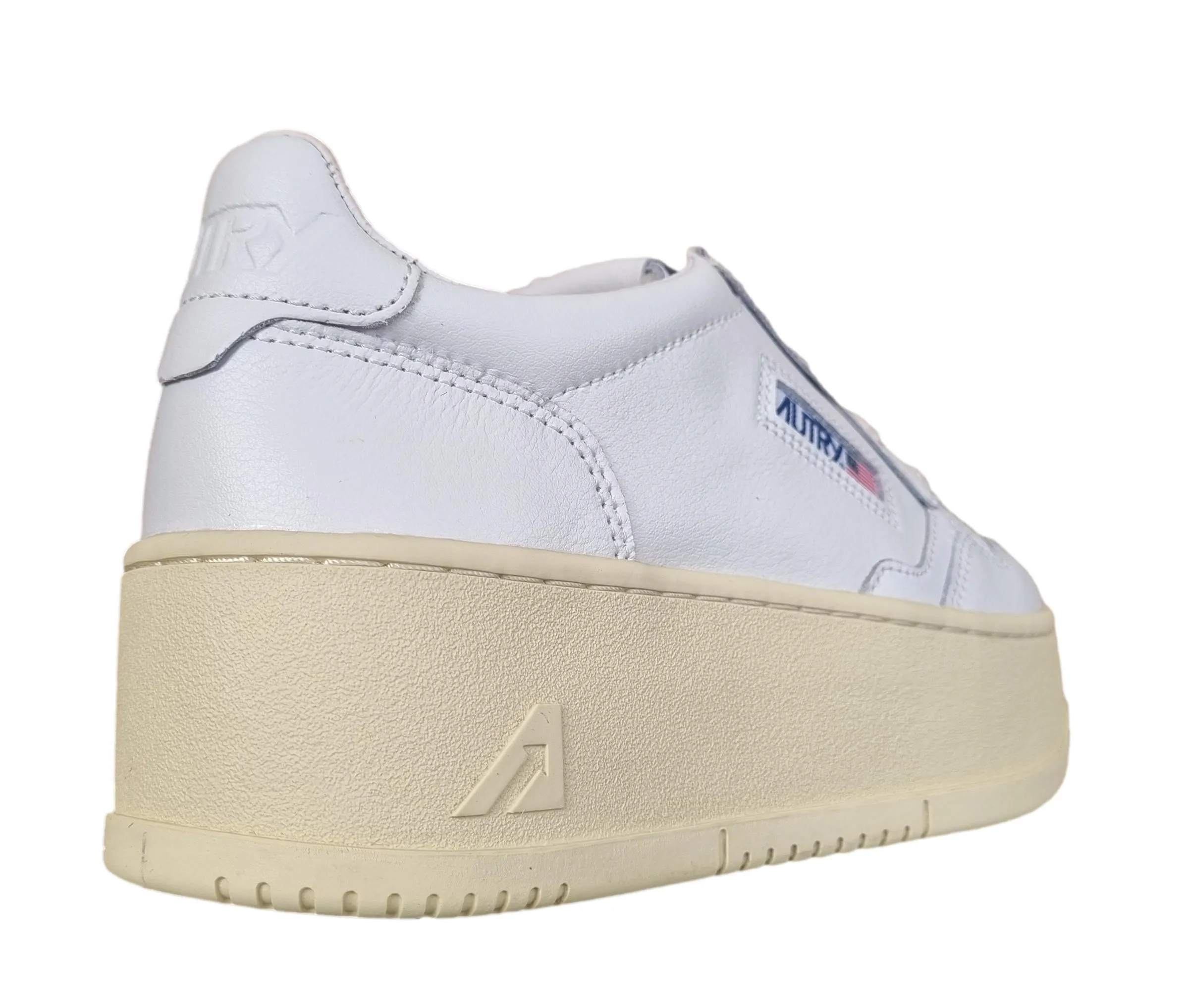 AUTRY zapatillas de cuero para mujer suela de plataforma PTLW LL15 blanco