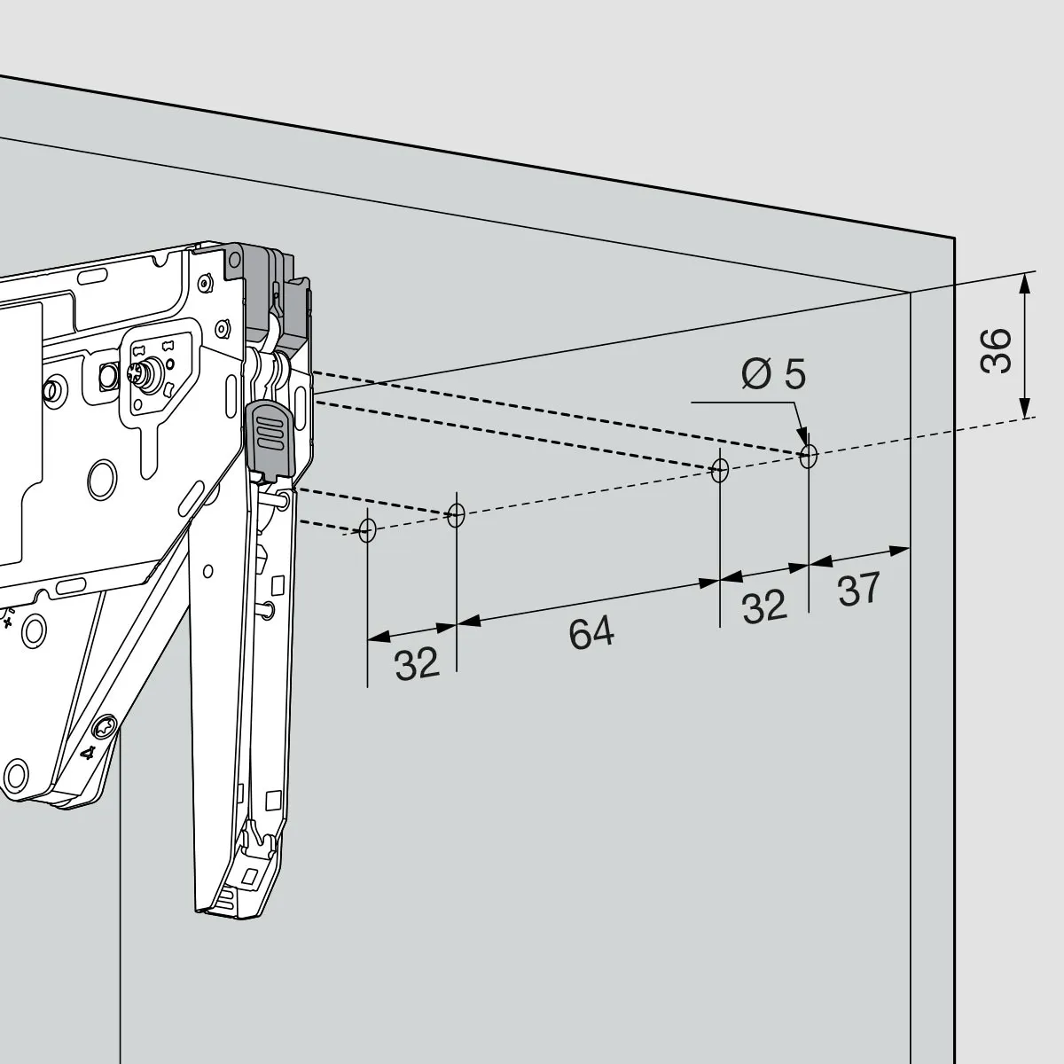 Aventos Blum HK Top modelo compacto para puertas abatibles