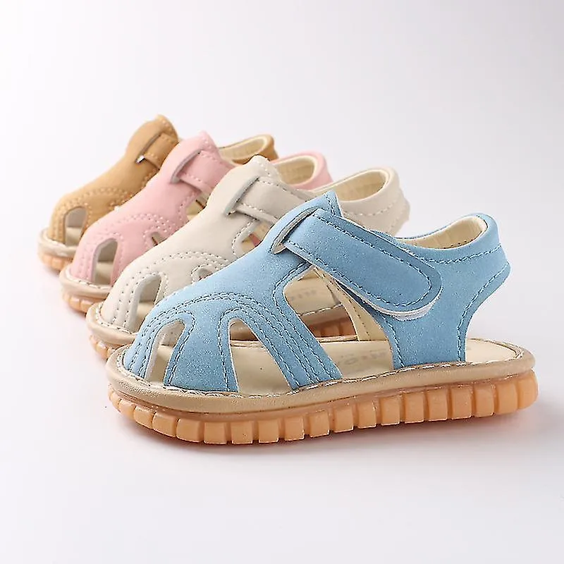 Baby Boy Girl Summer Infant Squeaky Sandalias Premium Suela de goma Zapatos cerrados Antideslizantes Niño Primeros caminantes