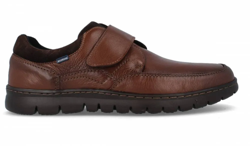 BAERCHI  ZAPATO HOMBRE FLEXIBLE VELCRO TABACO