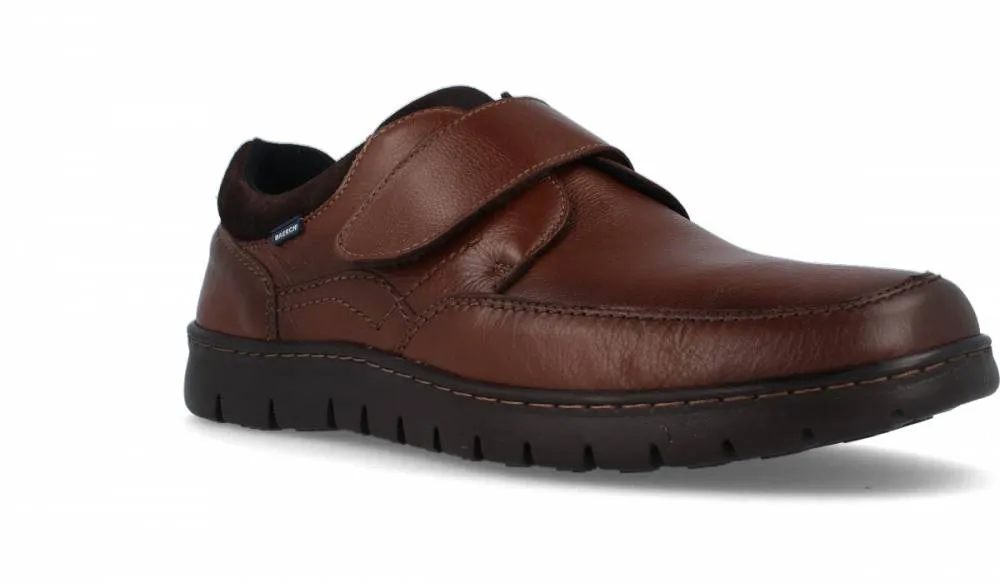 BAERCHI  ZAPATO HOMBRE FLEXIBLE VELCRO TABACO