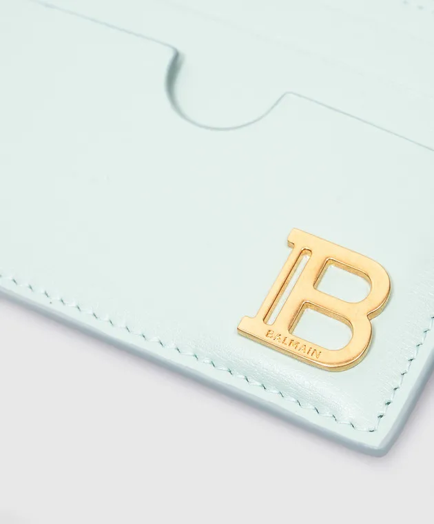 Balmain Green card holder with metal logo
