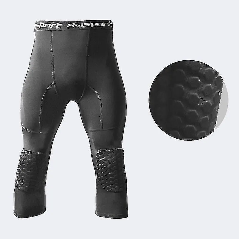 BASKETBALL LEGGINGS WITH KNEE PAD FOR MEN 3/4 COMPRESSION TROUSERS SPORTS TROUSERS MULTIWAY