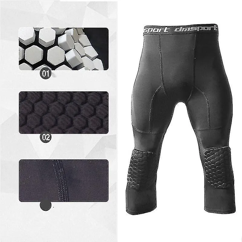 BASKETBALL LEGGINGS WITH KNEE PAD FOR MEN 3/4 COMPRESSION TROUSERS SPORTS TROUSERS MULTIWAY