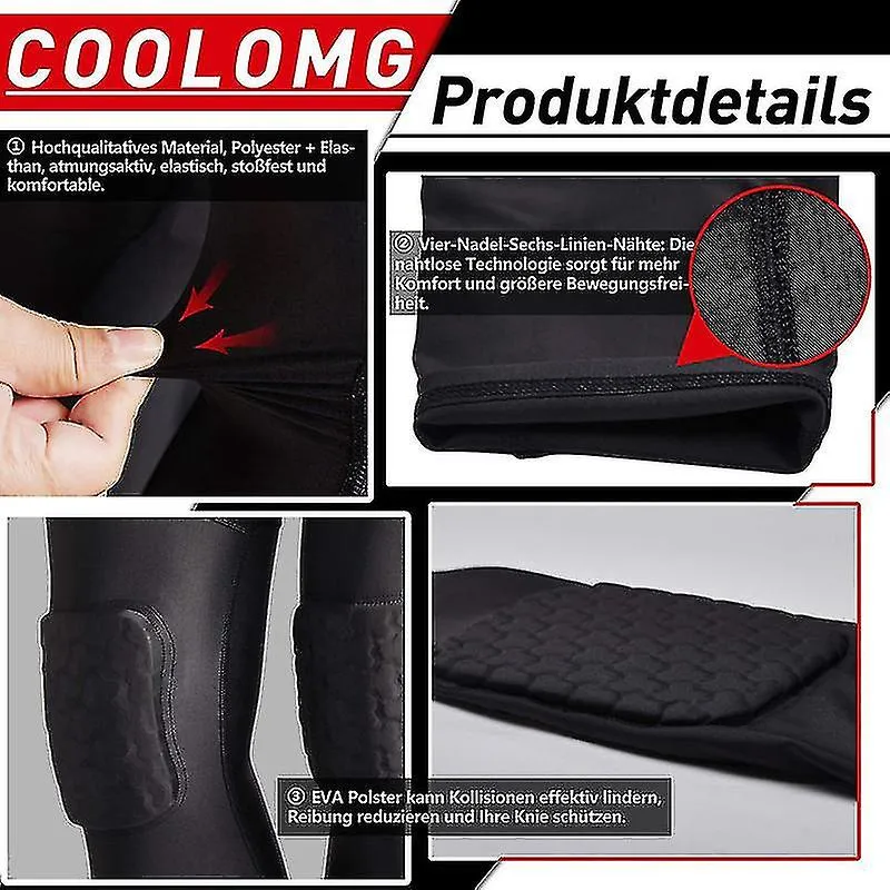BASKETBALL LEGGINGS WITH KNEE PAD FOR MEN 3/4 COMPRESSION TROUSERS SPORTS TROUSERS MULTIWAY