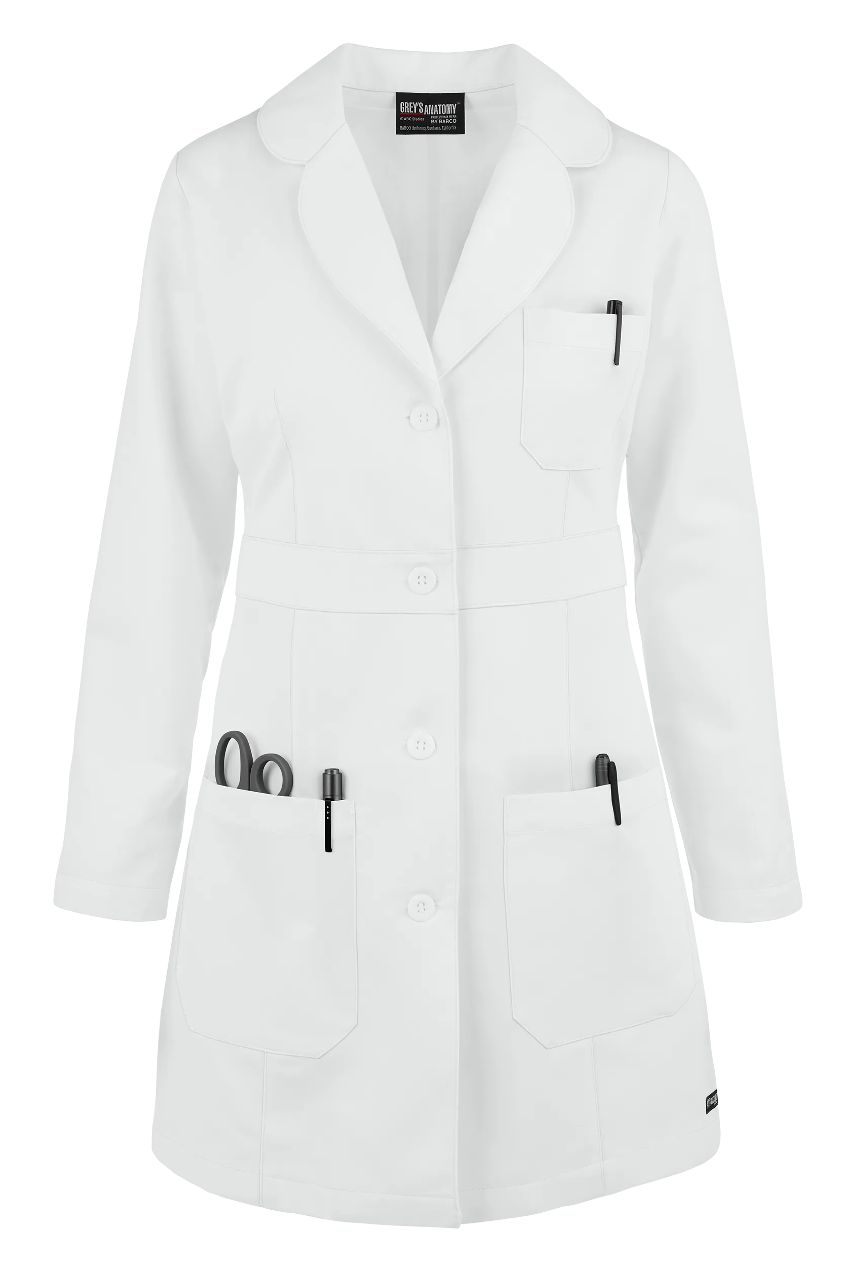 Bata de laboratorio Grey's Anatomy con cinturón y 3 bolsillos para mujer