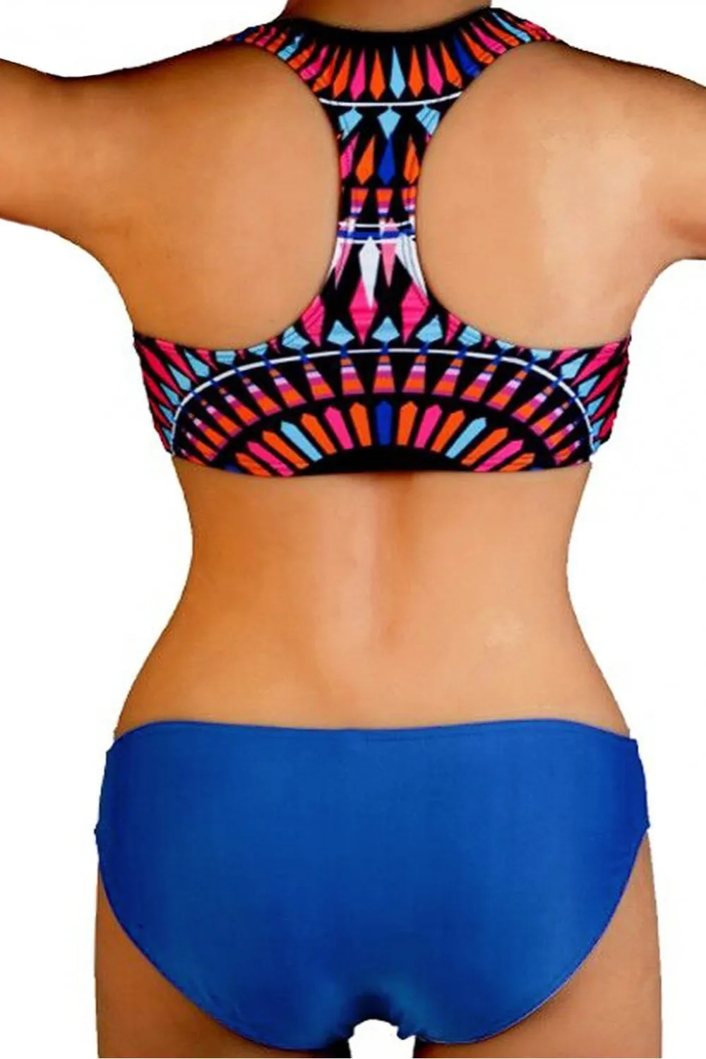 Bañador étnico multicolor y azul