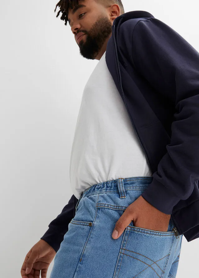 Bermudas vaqueras con cinturilla elástica lateral de corte clásico azul claro denim
