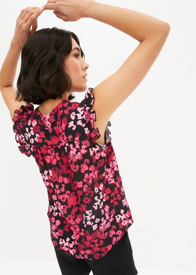 BLUSA CON LAZADA NEGROROSA ESTAMPADO