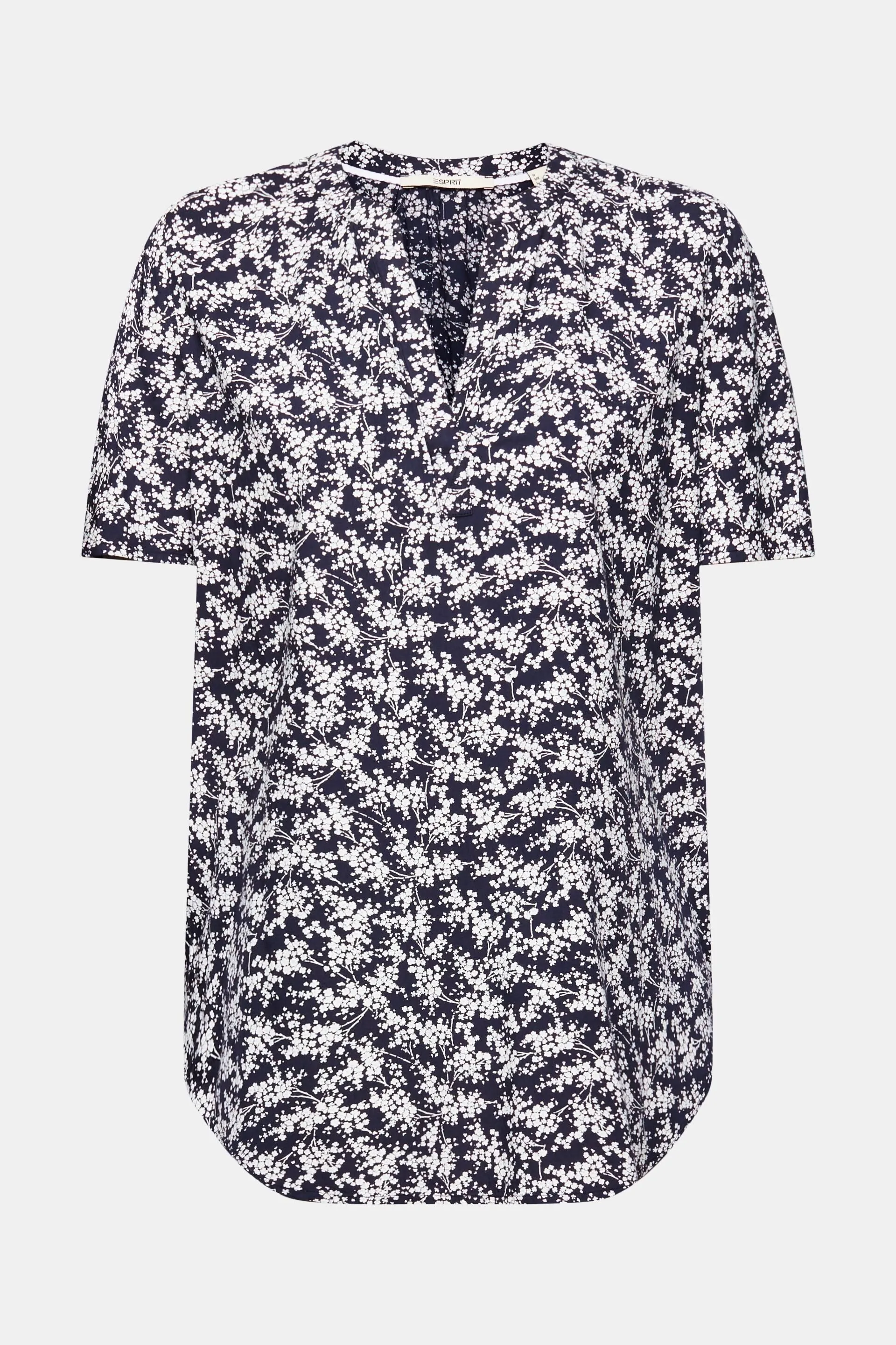 Blusa de cuello en pico con estampado