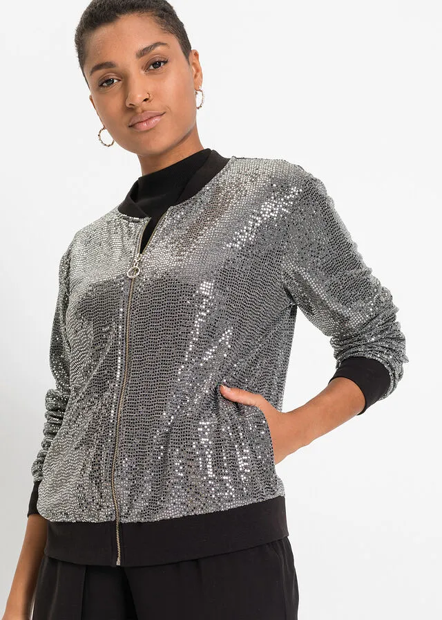 BLUSóN CON LENTEJUELAS NEGROPLATA ESTAMPADO