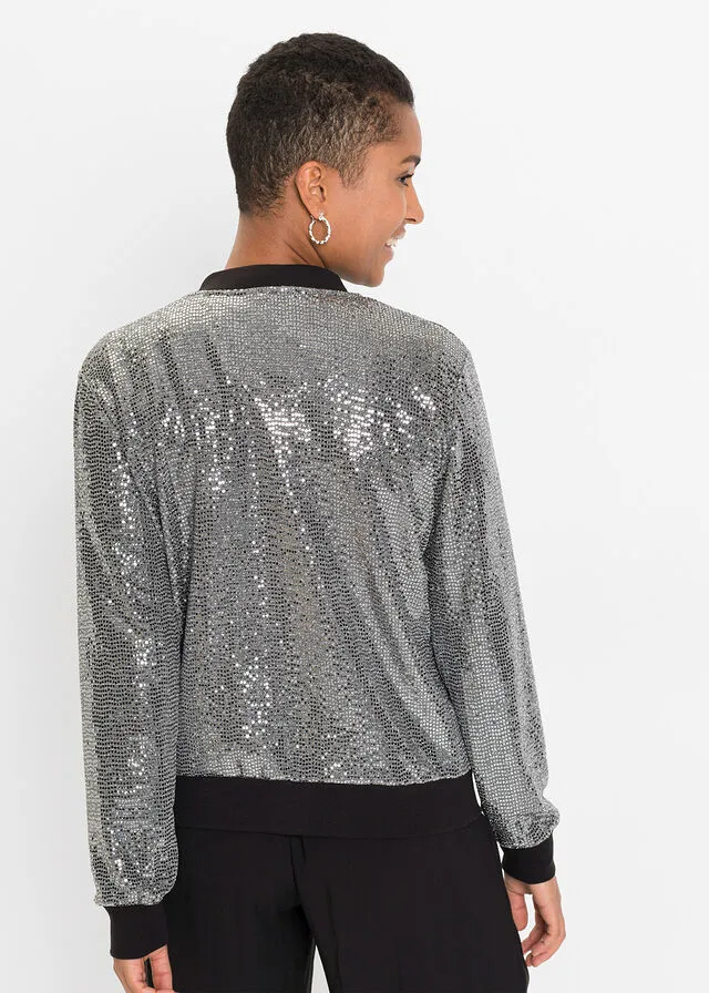 BLUSóN CON LENTEJUELAS NEGROPLATA ESTAMPADO