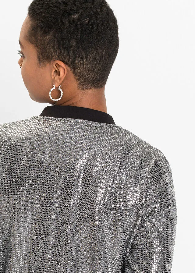 BLUSóN CON LENTEJUELAS NEGROPLATA ESTAMPADO