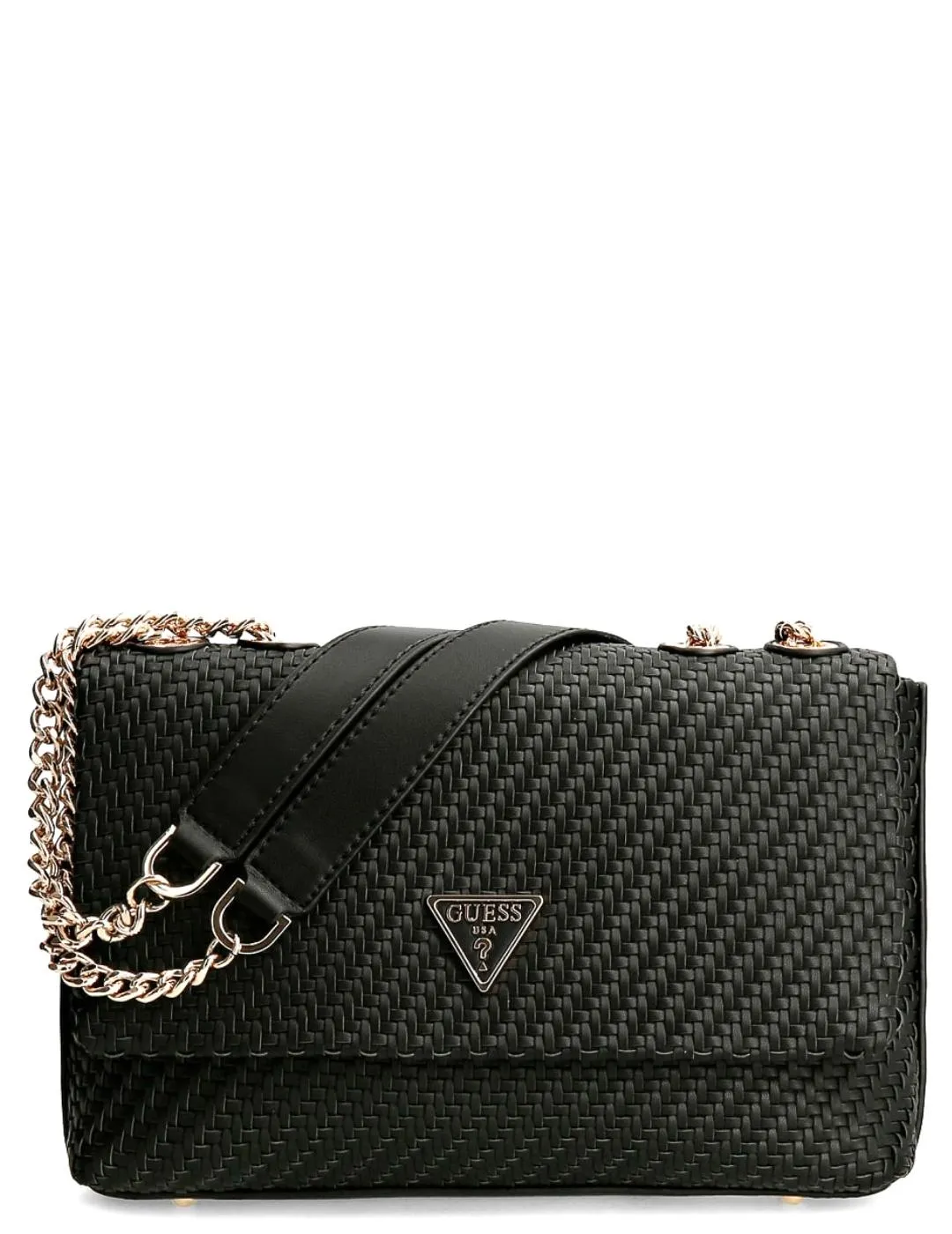 BOLSO BANDOLERA GUESS HASSIE NEGRO PARA MUJERA