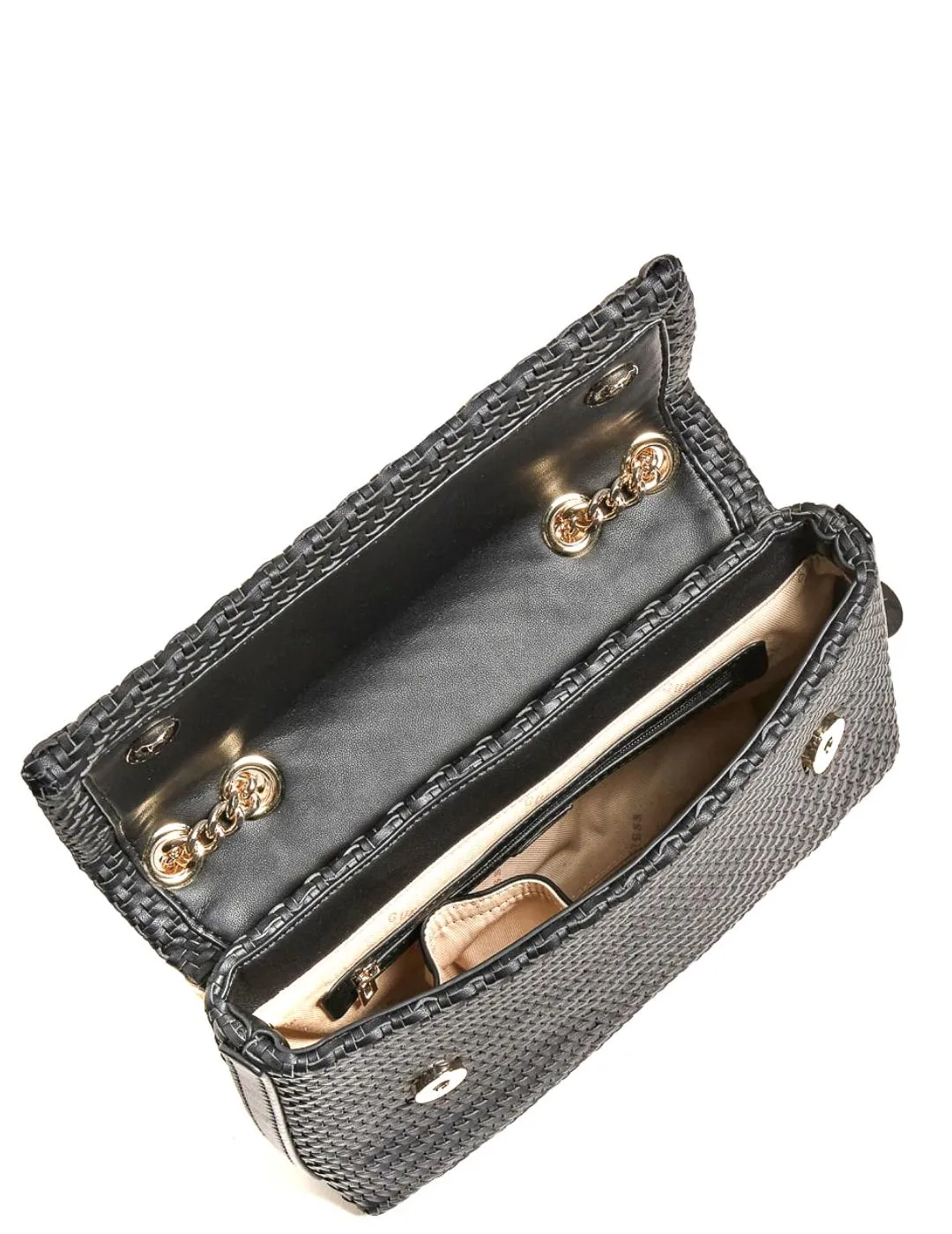 BOLSO BANDOLERA GUESS HASSIE NEGRO PARA MUJERA