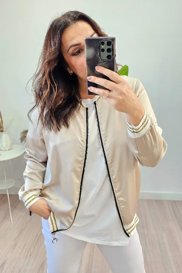 Bomber Gold Raso Beige