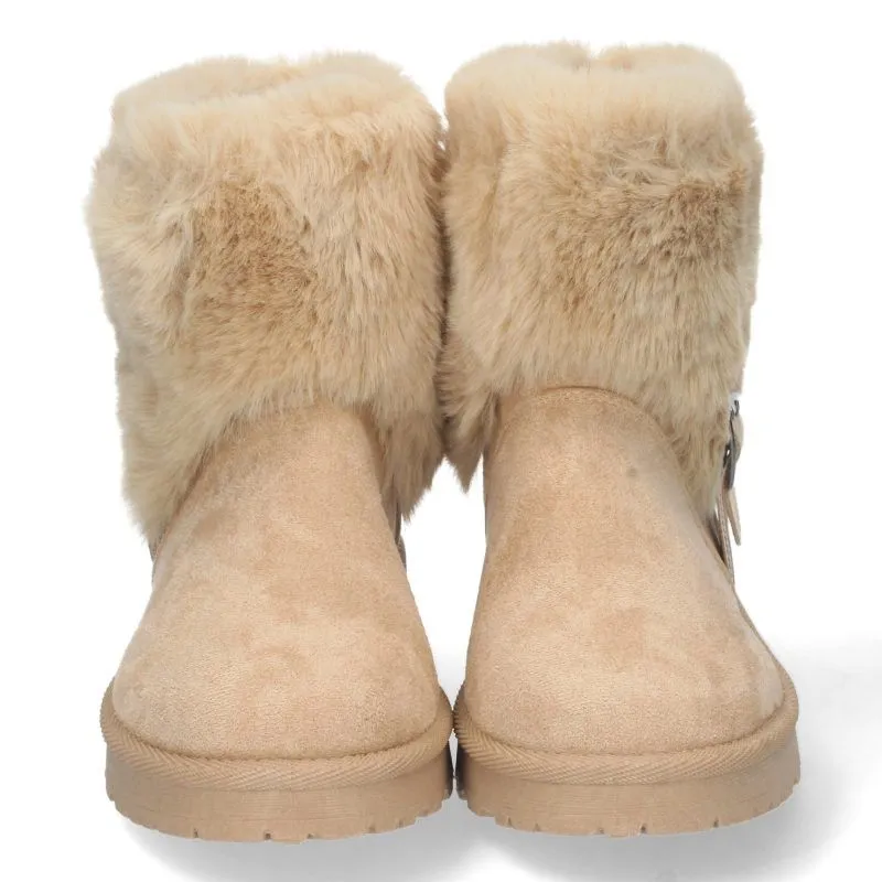 Botas australianas mujer beige con pelo y correa