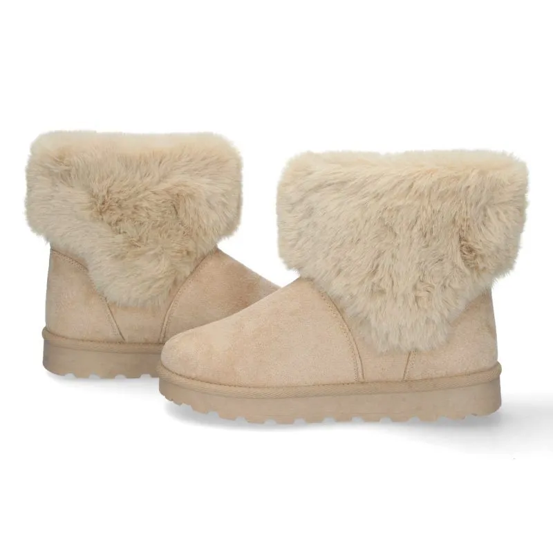 Botas australianas mujer beige con pelo y correa