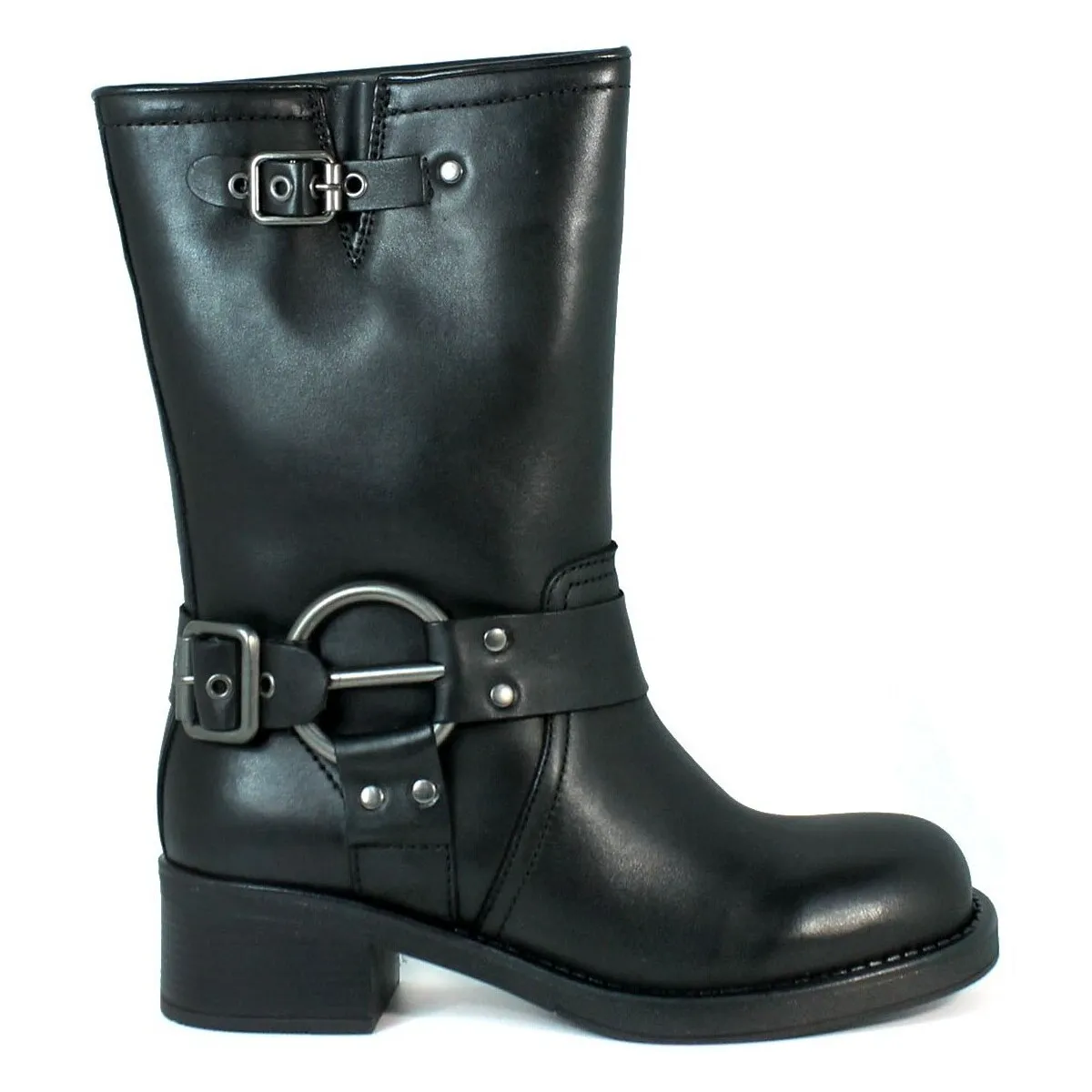 BOTAS DE PIEL HEBILLAS PARA MUJER VEXED HERA NEGRO