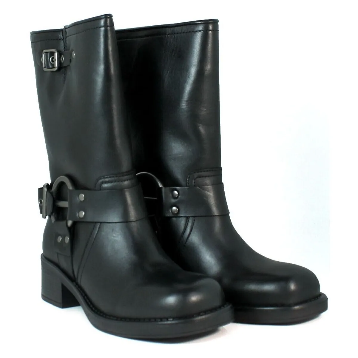 BOTAS DE PIEL HEBILLAS PARA MUJER VEXED HERA NEGRO
