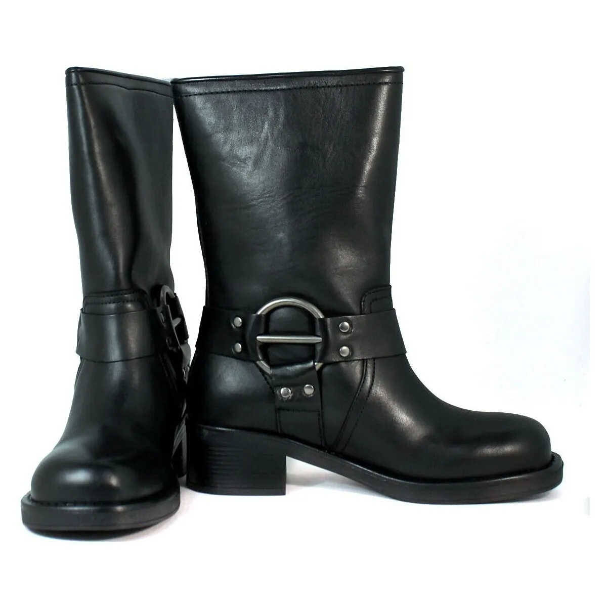 BOTAS DE PIEL HEBILLAS PARA MUJER VEXED HERA NEGRO