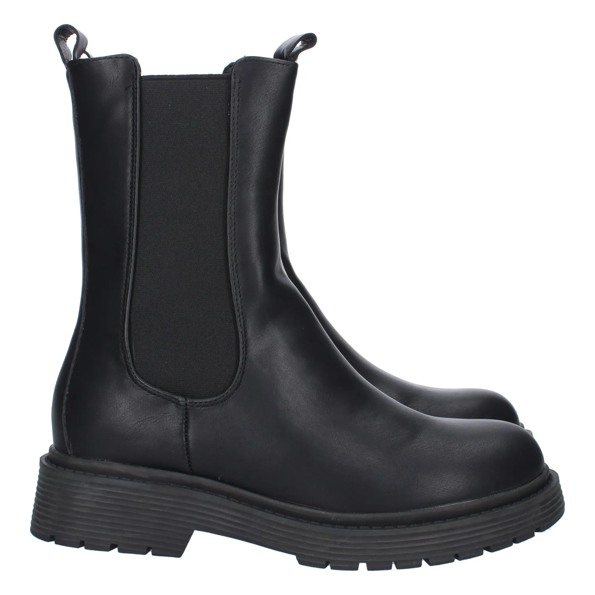 Botas militar con elastico y dobre tirados mujer color negro