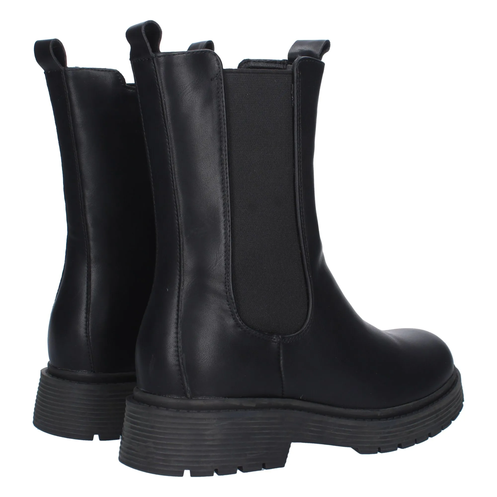 Botas militar con elastico y dobre tirados mujer color negro